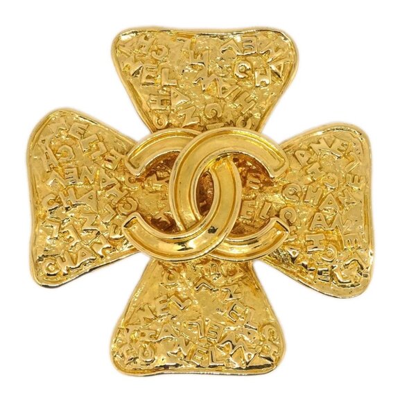 Chanel Clover Brooch Pin Gold 95A 194837 - Picture 1 of 4
